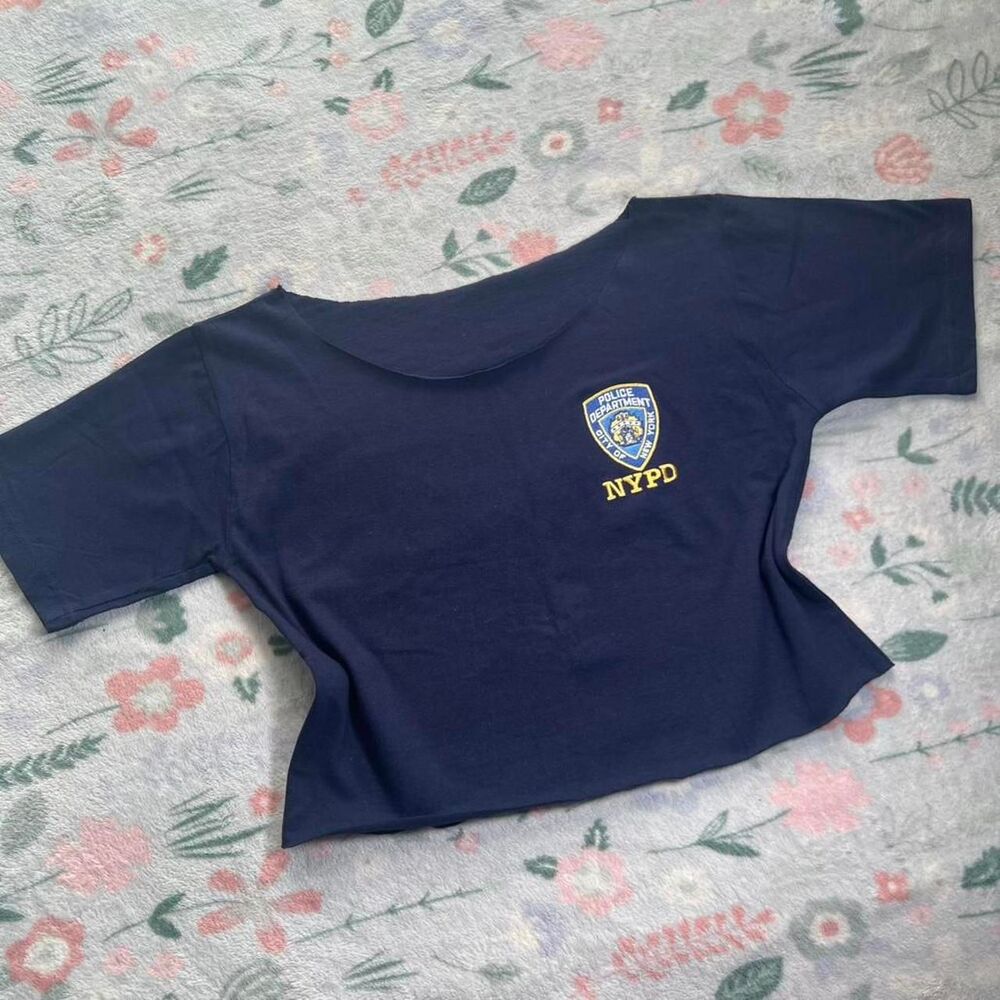 Vintage NYPD Crop Top S/M Retro 90s Y2K NYC Tumblr Grunge Blokette Indie Sleaze